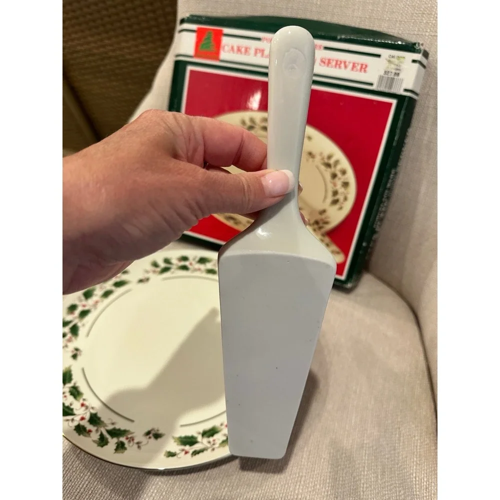 Christmas Holiday Porcelain Cake Plate & Server Cookie Plate Japan